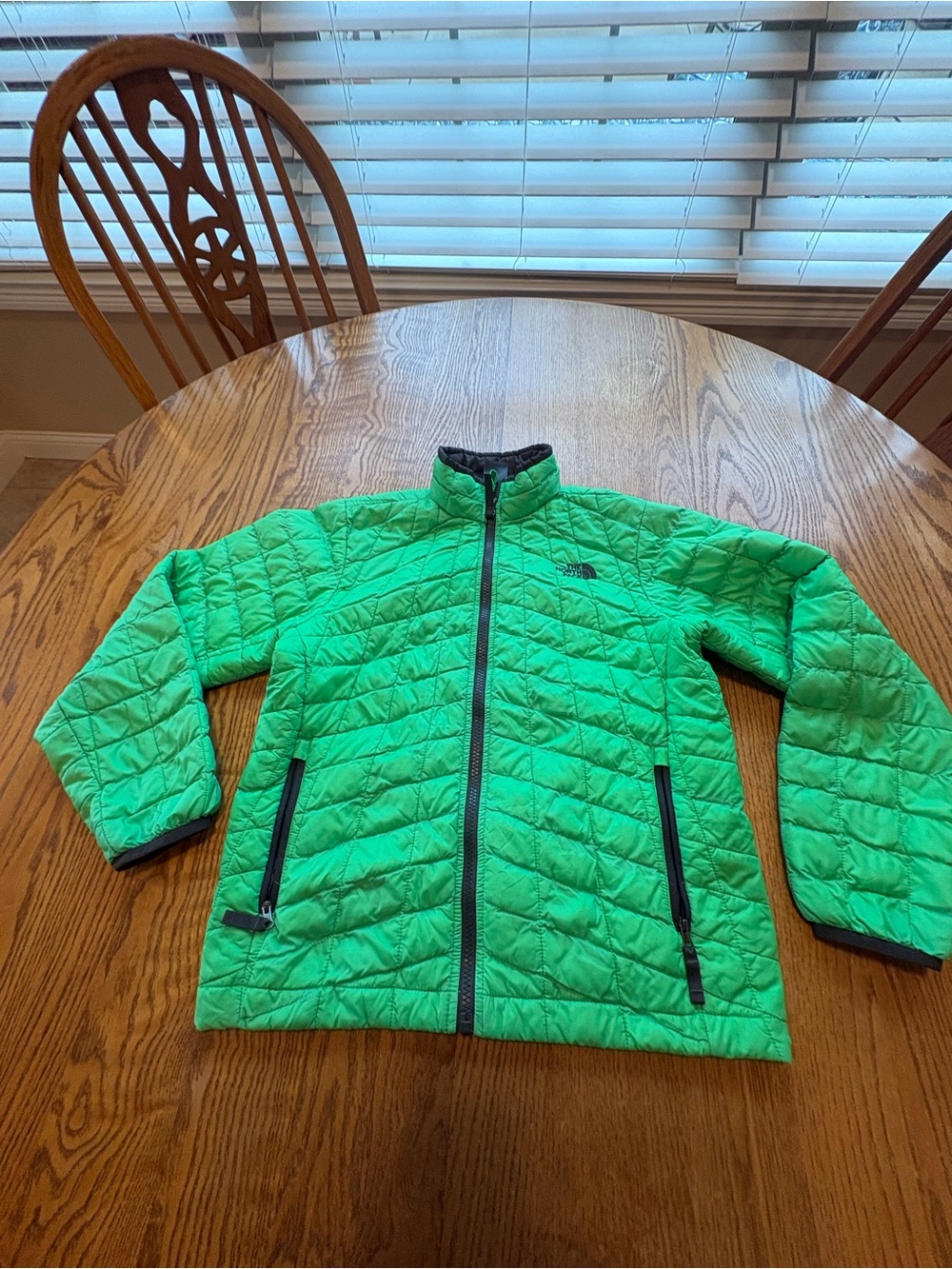 North Face Boys Green Quilted Primaloft Lightweight Jacket M 10-12